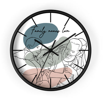 Custom Photo to Line Art Family Picture Wall Clock Minimalist Style Perfect Gift for Parents