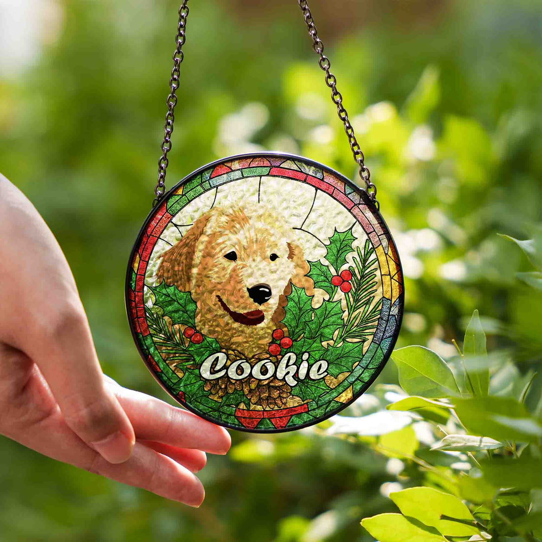 Customized Doodle Pet Portrait Christmas Gift Stained Glass Suncatcher For Pet Parents
