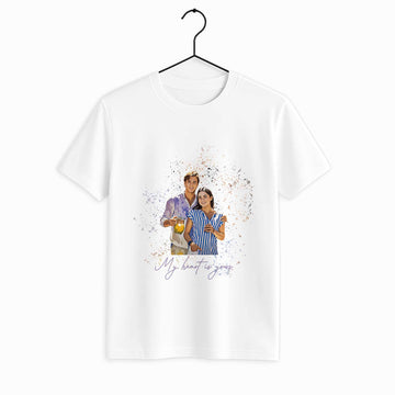 Custom Your Sweet Moment Into Illustration Art, Romantic Couple Unisex Crewneck T-shirt S-5XL