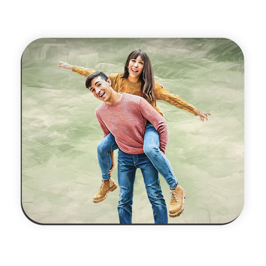 Custom Photo to Art Couple Portrait Rectangle Mouse Pad Oil Painting Style Romantic Anniversary Gift