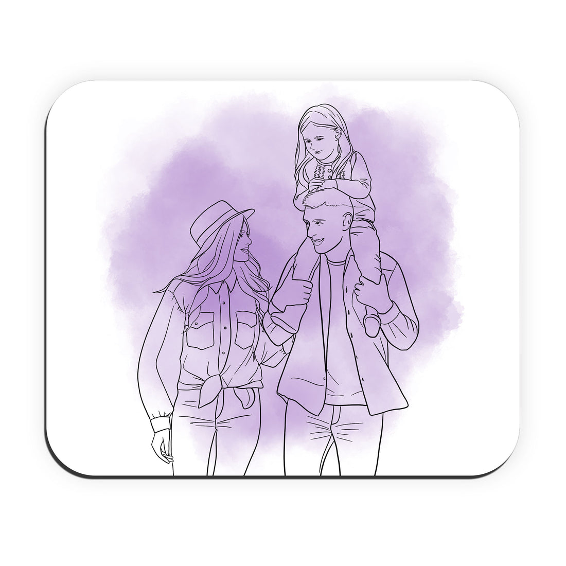 Personalized Photo to Line Art Family Picture Rectangle Mouse Pad Illustration Style Anniversary Gift for Parents