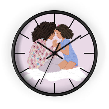Personalized Illustration from Photo Family Portrait Wall Clock Digital Art Style Mom and Kid Memorial Gift