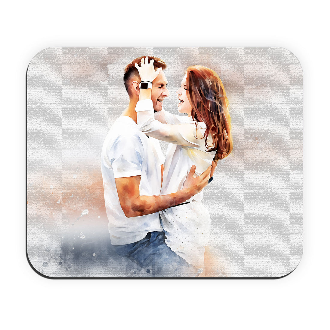 Personalized Photo to Art Love Picture Rectangle Mouse Pad Watercolor Style Gift For Couple