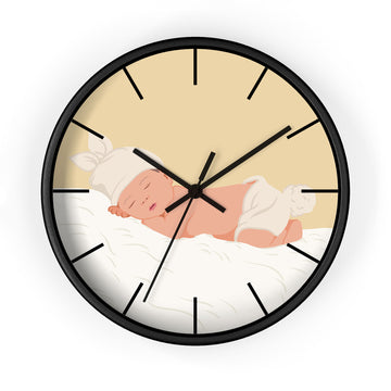 Custom Photo to Painting Baby Portrait Wall Clock Illustration Style Newborn Keepsake