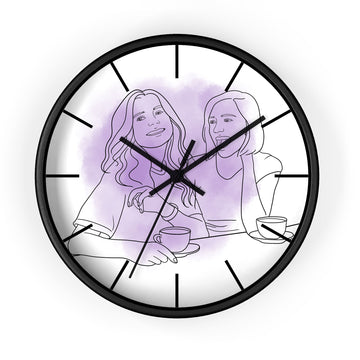 Personalized Line Art from Photo Friendship Picture Wall Clock Hand-Drawn Style Best Friend Gift