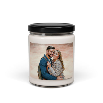 Custom Photo to Art Couple Portrait 9oz. Scented Soy Candle Oil Painting Style Romantic Anniversary Gift