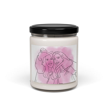 Personalized Line Art from Photo Friendship Picture 9oz. Scented Soy Candle Minimalist Style Keepsake Friendship Gift