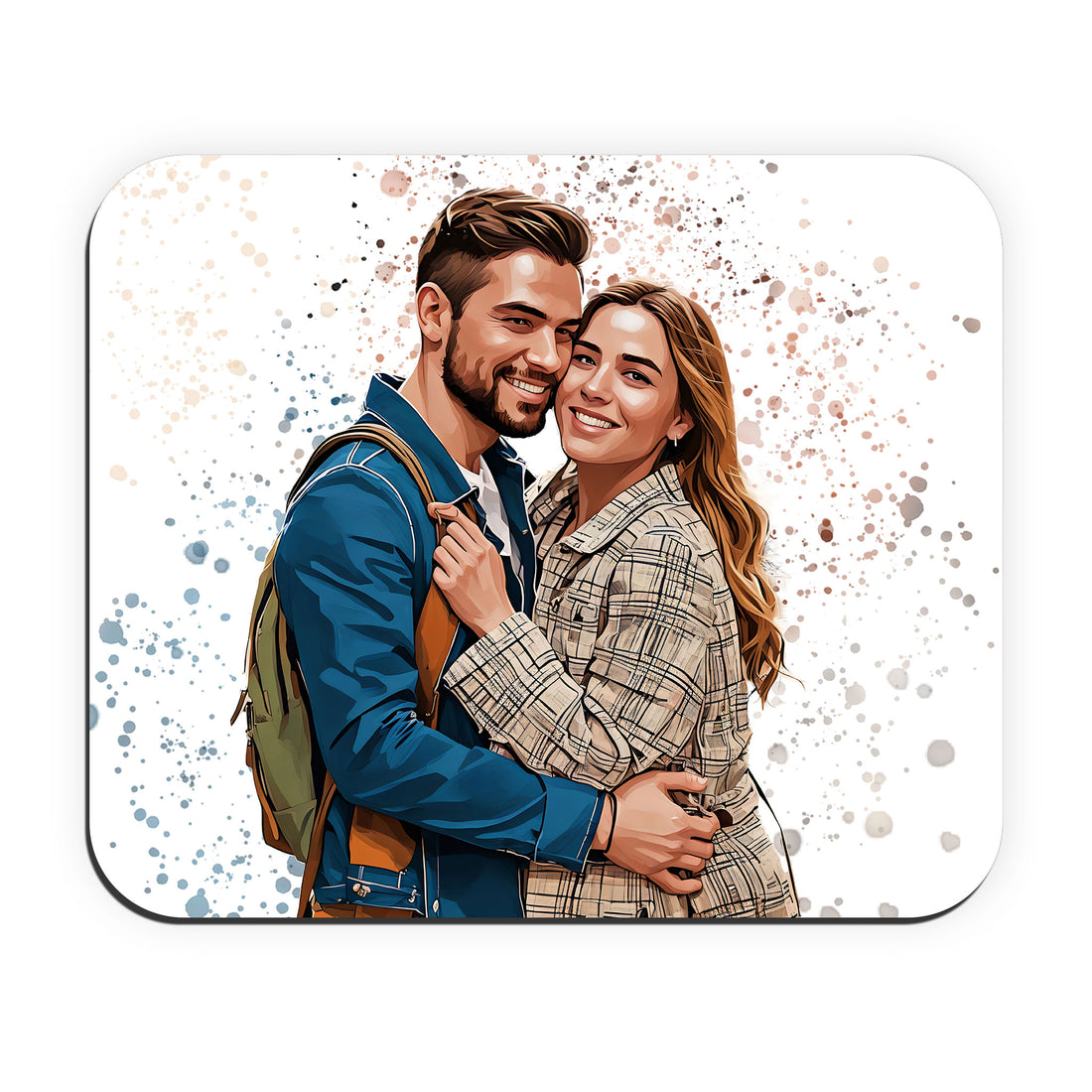 Custom Turn Photo into Art Couple Portrait Rectangle Mouse Pad Illustration Style Gift For Couple