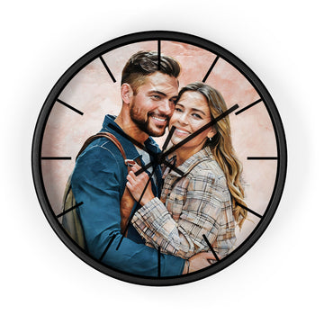 Custom Turn Photo into Art Couple Moment Wall Clock Oil Painting Style Gift For Couple
