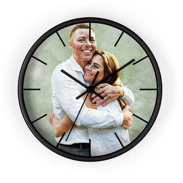 Customized Photo to Art First Date or Wedding Picture Wall Clock Oil Painting Style Romantic Gift