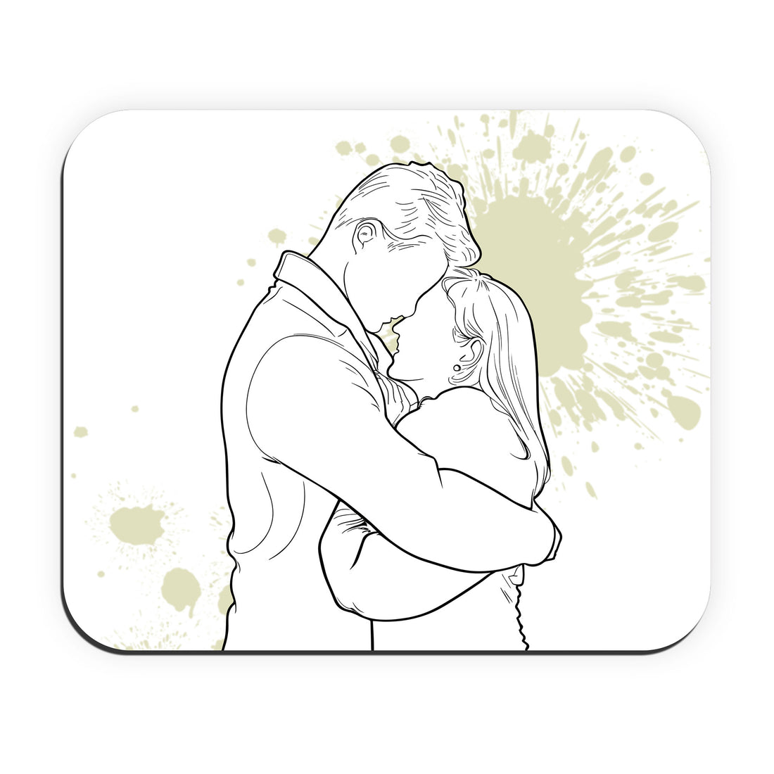 Personalized Picture to Drawing Couple Portrait Rectangle Mouse Pad Line Art Style Date or Wedding Gift