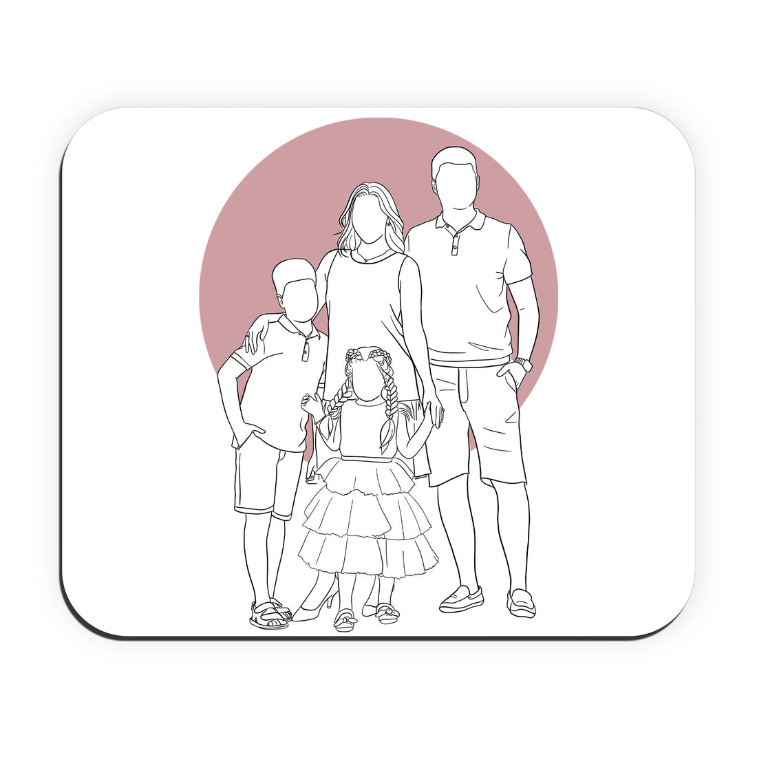 Custom Photo to Line Art Family Picture Rectangle Mouse Pad Minimalist Style Anniversary Gift for Parents