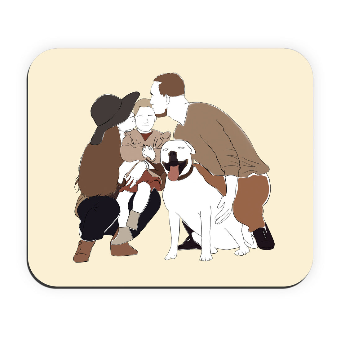 Personalized Photo to Doodle Family Portrait Rectangle Mouse Pad Minimalist Style Gift for Father, Mother's Day, or Anniversary