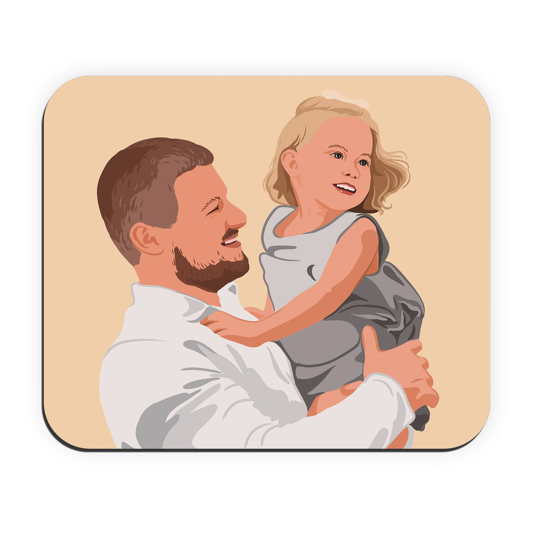 Customized Turn Photo into Art Family Portrait Rectangle Mouse Pad Illustration Style Father's Day Gift