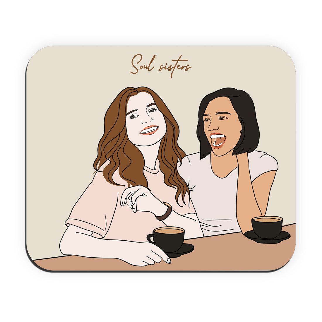 Personalized Portrait from Photo Friendship Picture Rectangle Mouse Pad Doodle Style Best Friends Birthday or Anniversary Gift
