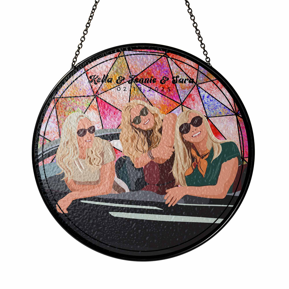 Customize Friends Portrait Photo to Illustration Art, Personalize Turn Art Best Friend Stain Glass Suncatcher, Gift for Friends-BeUnikArt