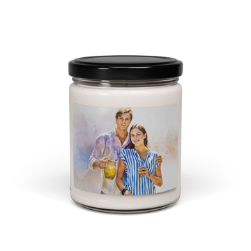 Personalized Photo to Art Love Picture 9oz. Scented Soy Candle Watercolor Style Gift For Couple