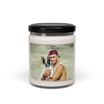 Custom Photo to Art Pet Portrait 9oz. Scented Soy Candle Minimal Oil Painting Style Pet Lover Gift