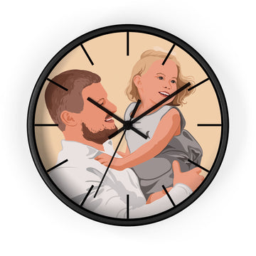 Customized Photo to Art Family Portrait Wall Clock Digital Art Style Father's Day Gift