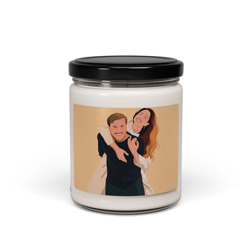 Personalized Illustration from Photo Couple Portrait 9oz. Scented Soy Candle Digital Art Style Romantic Anniversary Gift