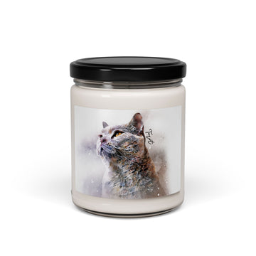 Custom Picture to Drawing Pet Portrait 9oz. Scented Soy Candle Watercolor Style Pet Lover Gift