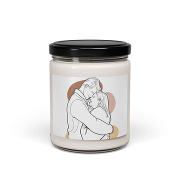 Customized Photo to Line Art Couple Portrait 9oz. Scented Soy Candle Hand-Drawn Style Lovely Anniversary Gift