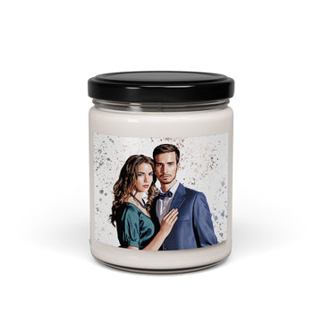 Custom Photo to Illustration Couple Moment 9oz. Scented Soy Candle Digital Art Style Romantic Gift