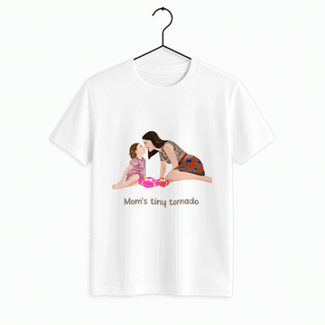 Personalized Illustration Art From Portrait Photo, Mom and Kid Memorial, Mothers Day Unisex Crewneck T-shirt S-5XL-BeUnikArt