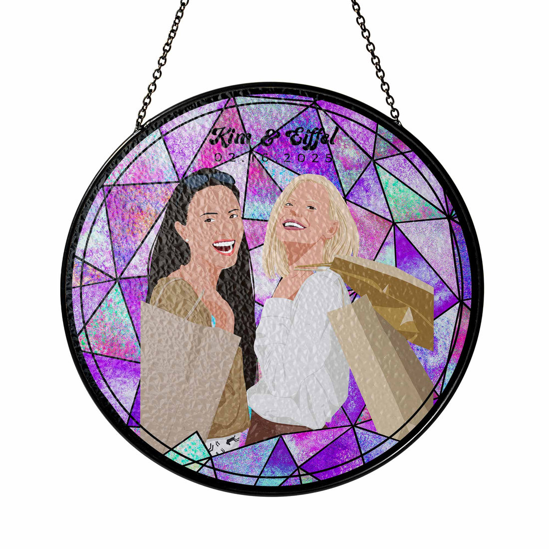 Customized Turn Art Friendship Photo, Custom Glass Suncatcher Gift, Unique BFF Keepsake, Hanging Window Decoration-BeUnikArt