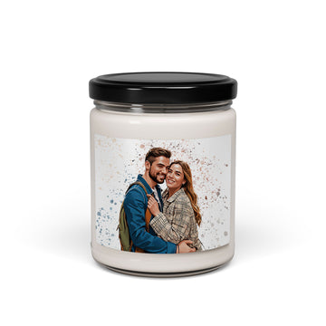 Custom Turn Photo into Art Couple Portrait 9oz. Scented Soy Candle Digital Art Style Gift For Couple