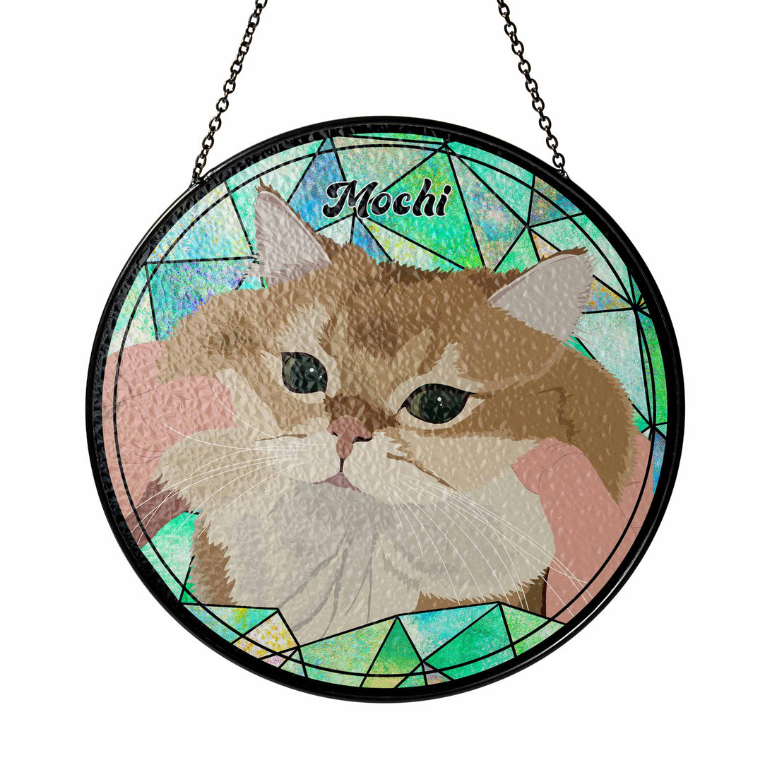 Personalize Pet and Owner Portrait Photo Illustration Art, Pet's Photo Glass Suncatcher, Window Hanging Suncatcher Gift for Pet's Owner-BeUnikArt