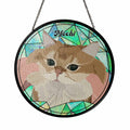 Personalize Pet and Owner Portrait Photo Illustration Art, Pet's Photo Glass Suncatcher, Window Hanging Suncatcher Gift for Pet's Owner-BeUnikArt