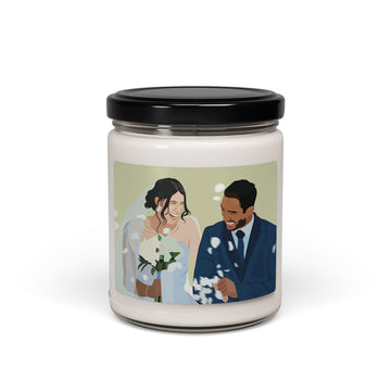 Personalized Illustration from Photo Wedding Portrait 9oz. Scented Soy Candle Digital Art Style Unique Gift for Newlyweds and Wedding Anniversary