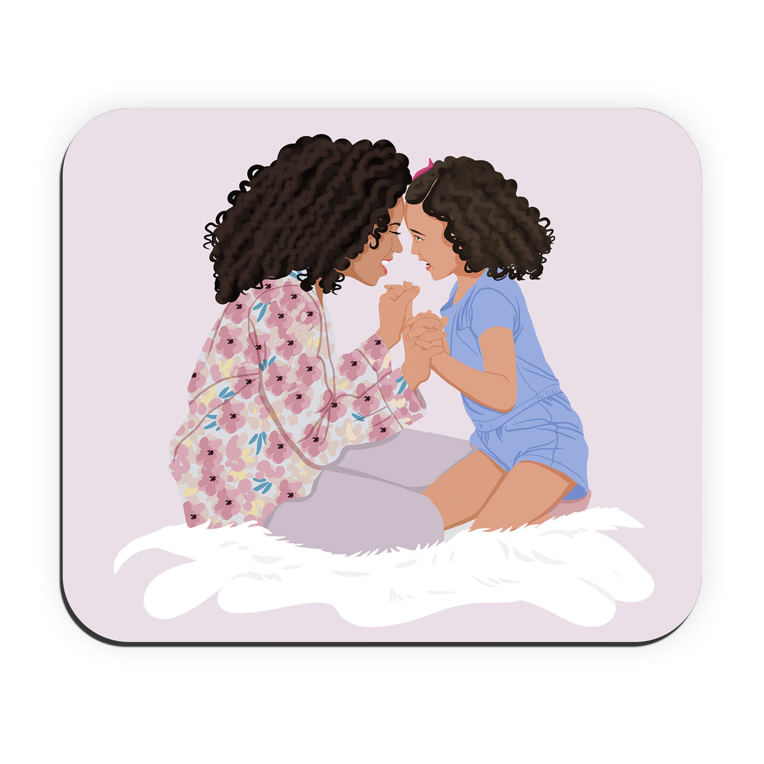 Personalized Illustration from Photo Family Portrait Rectangle Mouse Pad Digital Art Style Mom and Kid Memorial Gift