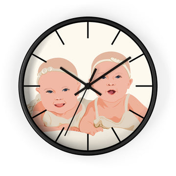 Custom Illustration from Photo Baby Portrait Wall Clock Digital Art Style Thoughtful Baby Shower or Arrival Gift