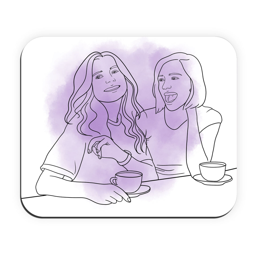 Personalized Line Art from Photo Friendship Picture Rectangle Mouse Pad Hand-Drawn Style Best Friend Gift