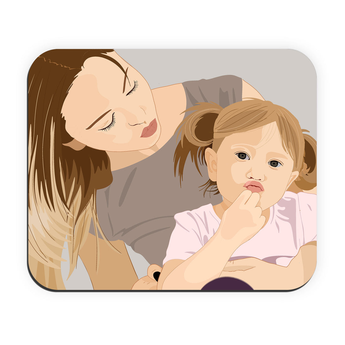 Customized Photo to Illustration Family Portrait Rectangle Mouse Pad Digital Art Style Mother's Day Gift
