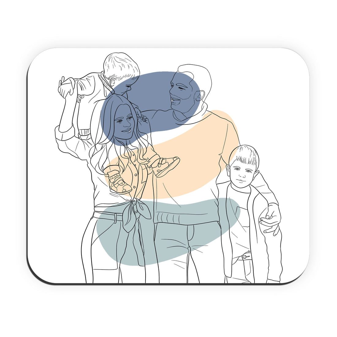 Custom Photo to Line Art Family Portrait Rectangle Mouse Pad Minimalist Style Gift for Father, Mother's Day