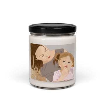 Customized Photo to Illustration Family Portrait 9oz. Scented Soy Candle Digital Art Style Mother's Day Gift