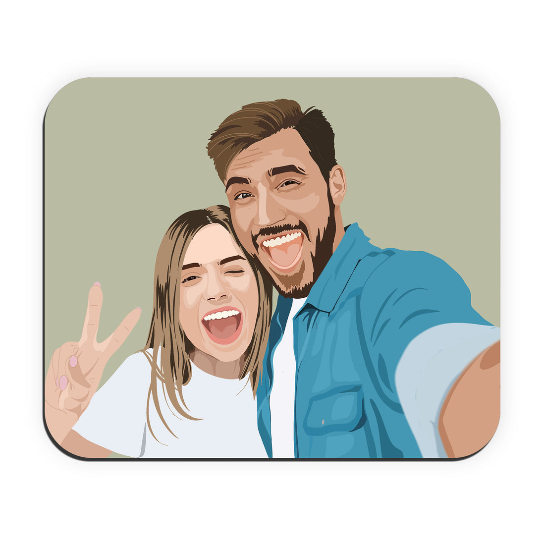 Personalized Picture to Drawing Wedding Portrait Rectangle Mouse Pad Illustration Style Unique Gift for Newlyweds and Wedding Anniversary