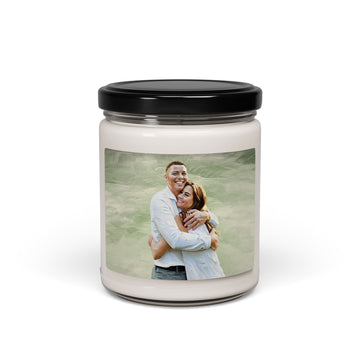 Customized Photo to Art First Date or Wedding Picture 9oz. Scented Soy Candle Oil Painting Style Gift For Couple