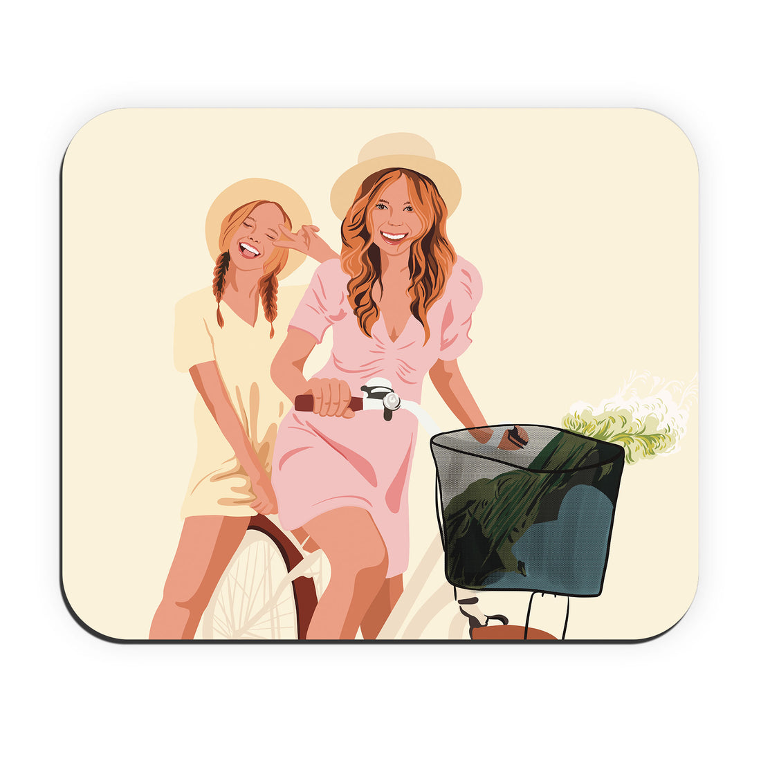 Custom Turn Photo into Art Best Friend Portrait Rectangle Mouse Pad Illustration Style Keepsake Friendship Gift