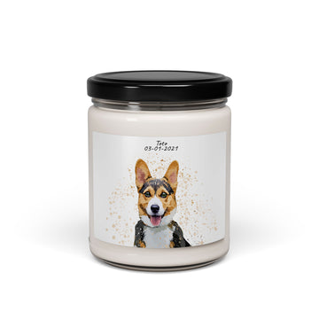 Personalized Photo to Illustration Pet Moment 9oz. Scented Soy Candle Digital Art Style Animal Lover Gift