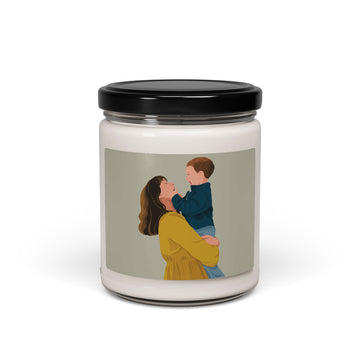 Personalized Illustration from Photo Family Picture 9oz. Scented Soy Candle Digital Art Style Mom and Kid Memorial Gift