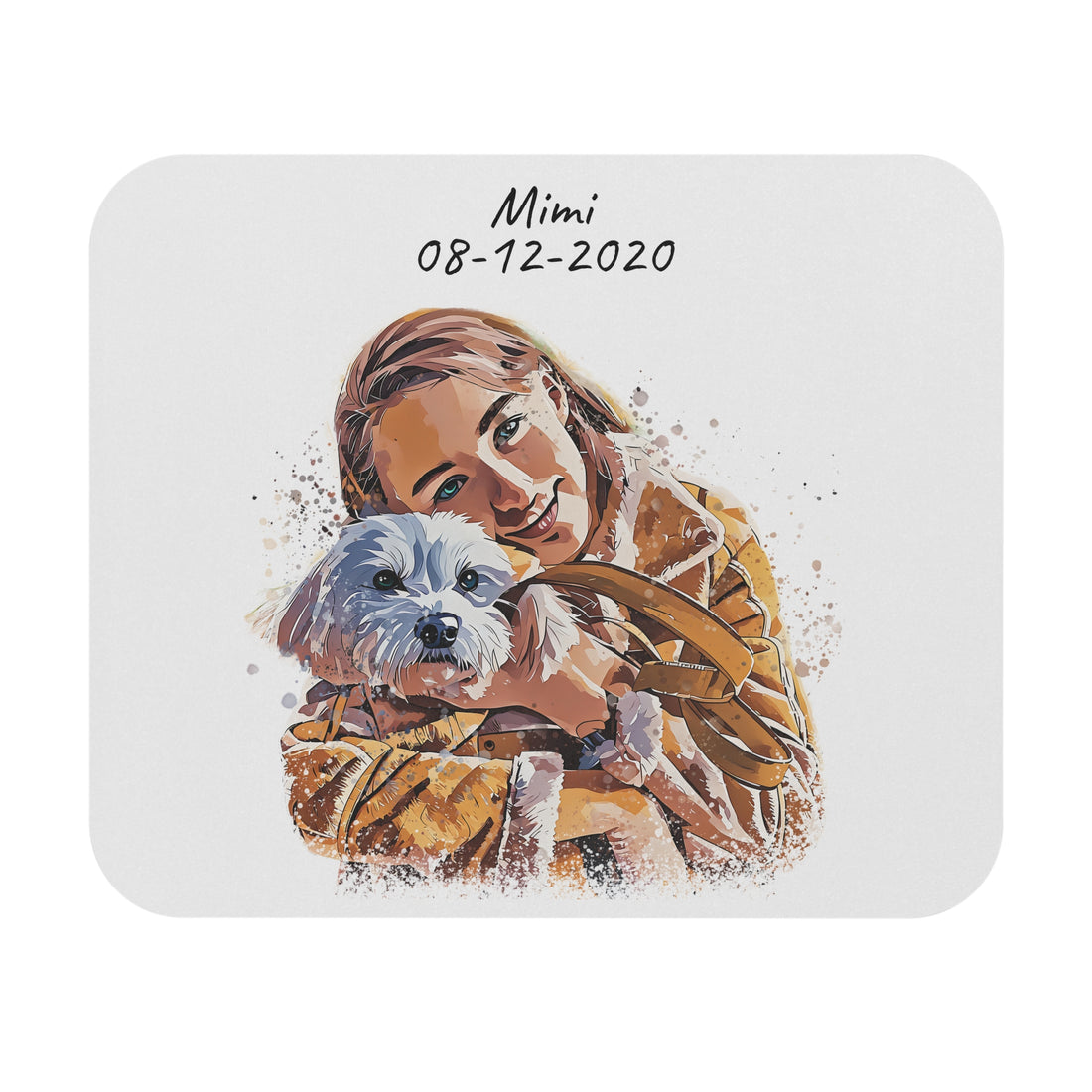Custom Photo to Painting Dog or Cat Portrait Rectangle Mouse Pad Illustration Style Pet Lover Gift