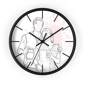 Personalized Picture to Drawing Couple Portrait Wall Clock Line Art Style Meaningful Anniversary or Date Gift