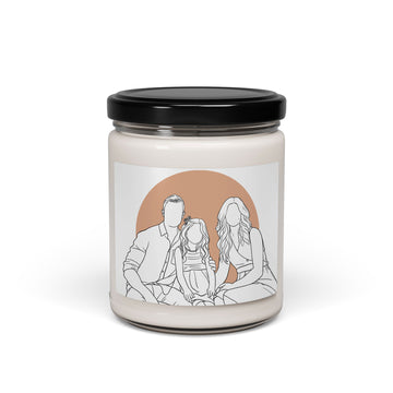 Custom Turn Photo into Art Family Portrait 9oz. Scented Soy Candle Line Drawing Style Fun Loving Home Gift