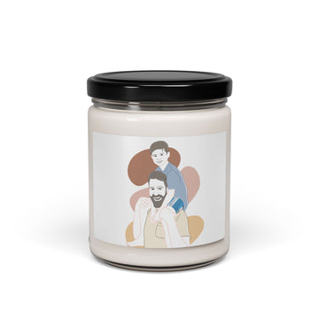Customized Photo to Doodle Mom and Baby, Dad and Kids 9oz. Scented Soy Candle Illustration Style Gift for Mom or Dad