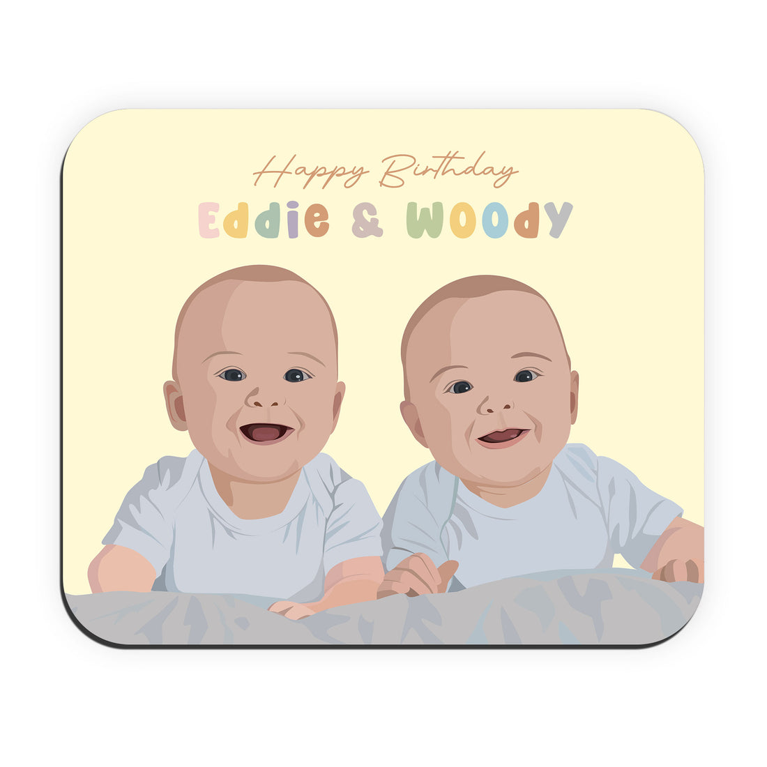 Custom Transform Photo into Art Baby Portrait Rectangle Mouse Pad Illustration Style Newborn Keepsake