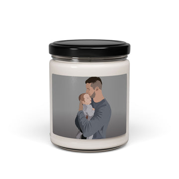 Personalized Turn Photo into Art Dad Portrait 9oz. Scented Soy Candle Illustration Style Father's Day Gift